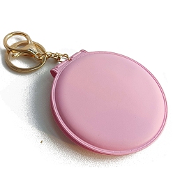 Бледно-Розовый Зеркальные брелки из искусственной кожи, плоско-круглые, розовый жемчуг, 8 см