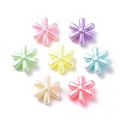 Couleur Mélangete Perles acryliques opaques, fleur, couleur mixte, 14x13x5.5mm, Trou: 1.5mm, environ1562 pcs / 500 g