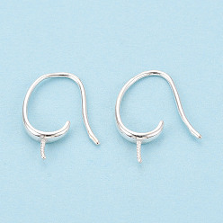 Серебро 925 стерлингового серебра серьги крюков, овальные, серебряные, 19~20.5x2.5 мм, штифты : 0.7~1 мм