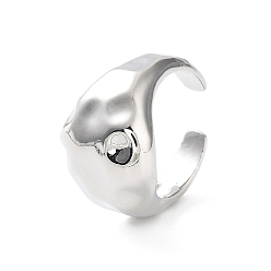 Платина Покрытие стойки латунные открытые кольца, Женское кольцо на палец с широкой манжетой, долговечный, без свинца и без кадмия, платина, внутренний диаметр: 17.6 мм