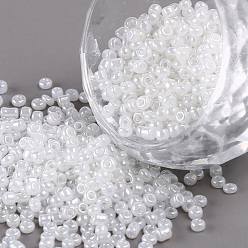 White Glass Seed Beads, Ceylon, Round, White, 2mm, Hole: 1mm, about 30000pcs/pound