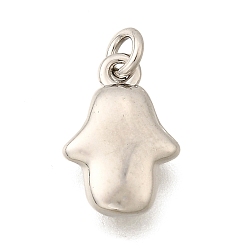 Платина Латунные подвески, hamsa hand charms, стойки покрытие, прочное покрытие, без кадмия и без свинца, с целью перехода в кольце, платина, 11.5x8x2.8 мм, отверстие : 2 мм