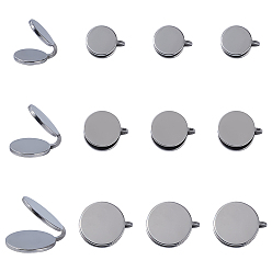 Stainless Steel Color 12Pcs 3 Styles 304 Stainless Steel Cuff Earrings, Flat Round, Stainless Steel Color, 11~16x10~15mm, 4pcs/style 