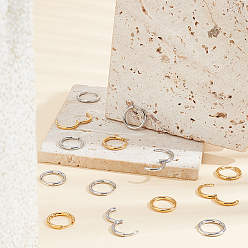 Золотой & Цвет Нержавеющей Стали Унисекс 304 серьги-кольца из нержавеющей стали, серьги Huggie с ручной полировкой, золотые и нержавеющая сталь цвет, 16x2 мм, штифты : 0.7 мм, внутренний диаметр: 12 мм, 2 цветов, 4 пар / цвет, 8 пар / коробка