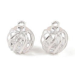 Серебро Подвески в виде клетки из железных и стеклянных бусин, круглые подвески, прозрачные, серебряные, 14x12x12 мм, отверстие : 1.5 мм