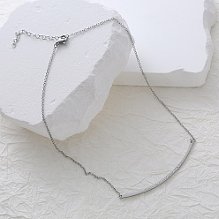 Нержавеющая Сталь Цвет Минималистичные элегантные ожерелья из нержавеющей стали с изогнутой планкой для женщин, цвет нержавеющей стали