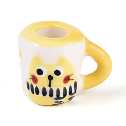 Золотистый Украшение для кружки из фарфора ручной работы, Ручной обращается фарфор Famille Rose, аксессуары для микроландшафта, золотые, 25.5~27x17~17.5x18~20 мм