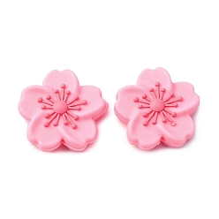 Ярко-Розовый Силиконовые бусины, цветок, фокусные бусы, ярко-розовый, 28x28.5x9.5 мм, отверстие : 2 мм