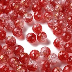 Темно-Красный Прозрачных бусин акриловые треск, волочильных стиле, круглые, два тона, темно-красный, 10x9.5 мм, отверстие : 2 мм, 909 шт / 500 г
