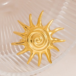 Золотой 304 регулируемые открытые манжеты из нержавеющей стали, солнце, золотые, 36.5x35 мм