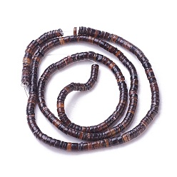 Coconut Brown Freshwater Shell Beads Strands, Disc/Flat Round, Heishi Beads, Coconut Brown, 4.5~5x1~4.5mm, Hole: 0.8~1.4mm, about 140~200pcs/strand, 22.8 inch(58cm)