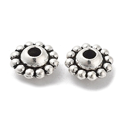 Antique Silver Tibetan Style Alloy Beads, Cadmium Free & Lead Free, Flower, Antique Silver, 9x4.5mm, Hole: 1.9mm, about 1000pcs/1000g