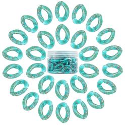 Светлый Морско-зеленый Акриловые связей кольца, разъемы для быстрой связи, для изготовления бордюрных цепей, Стиль имитация драгоценных камней, твист, светло-зеленый, 23x16.5x5.5 мм, отверстие : 11.5x6 мм, 100 шт / коробка