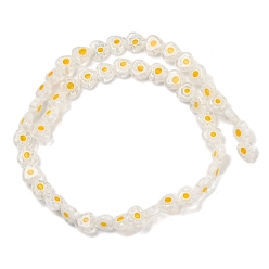 Белый Handmade millefiori lampwork beads strands, сердце, белые, 6.5~7.5x8x3~3.5 мм, отверстие : 0.6 мм, около 48 шт / нитка, 12.99''~13.23'' (33~33.6 см).