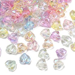 (52) Непрозрачная лаванда Уф-покрытие прозрачные акриловые бусины, радужный, сердце, граненые, разноцветные, 13x14.5x8.5 мм, отверстие : 1.8 мм