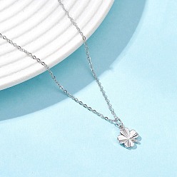 Платиновый & Цвет Нержавейки Латунный кулон в виде клевера 304 ожерелья из нержавеющей стали с цепочкой для женщин, платины и нержавеющая сталь цвет, 15.83 дюйм (40.2 см)