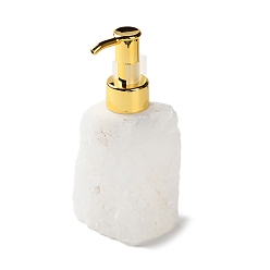 Хрусталь Бутылки с насосом и прессом из необработанного природного кварцевого кристалла, с пластиковой насадкой для нанесения покрытия, многоразовая бутылка, для косметики, эмульсия эфирного масла, 53~70x42~64x143~150 мм