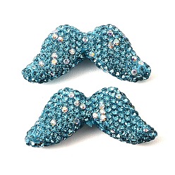 Индиколит Ручной полимерной глины шариков Rhinestone, усы, Indicolite, 17x36.5x8.5 мм, отверстие : 1.5 мм