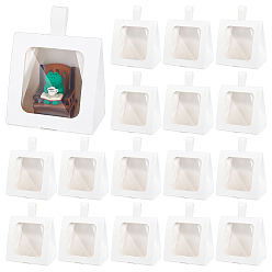 White Cardboard Paper Cake Boxes with Plastic Visible Window and Handle, Cake Storage Gift Case for Bakery, Square, White, 100x63x100mm