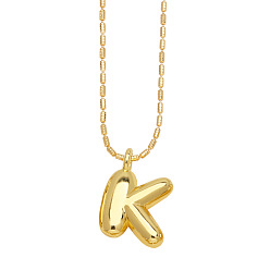 Letter K Messing hängende Halsketten, golden, Buchstaben k, 16.54 Zoll (420 mm), Anhänger: 19~20x6~19 mm