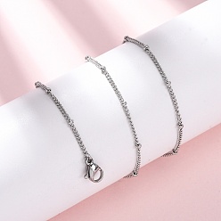 Нержавеющая Сталь Цвет 2мм 304 ожерелья-спутники из нержавеющей стали, не тускнеет, цвет нержавеющей стали, 17.32 дюйм (44 см)