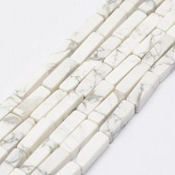 Howlite Natural Howlite Beads Strands, Cuboid, 13x5x5mm, Hole: 1mm, about 29pcs/Strand, 15.3 inch(39cm)