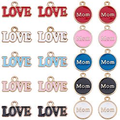 (52) Непрозрачная лаванда 100шт. 10 стили подвесок из эмалированного сплава ко Дню матери, золотые, разноцветные, 9.5~14.5x12~17.5x1~2 мм, отверстие : 1.4~1.8 мм, 10 шт / стиль