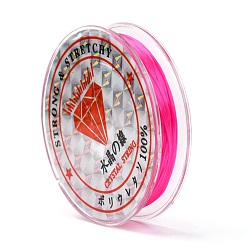 Deep Pink Strong Stretchy Beading Elastic Thread, Flat Elastic Crystal String, Deep Pink, 0.8mm, about 10.93 yards(10m)/roll