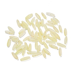 Светлый Золото-желтый Матовые стеклянные бусины, рис, золотой фольгой, светлый золотарник желтый, 21.5x6.5 мм, отверстие : 1.4 мм, Около 915 шт / 1000 г