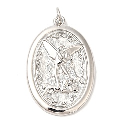 Платина Стойки обшивки латунные подвески, долговечный, без кадмия и без свинца, с прыжковых колец, овал с подвесками в виде религии, платина, 31x20.5x3 мм, отверстие : 3 мм