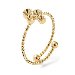 Настоящее золото 14K 304 компоненты манжетного кольца из нержавеющей стали, настройки кольца для горного хрусталя, плоско-круглые, реальный 14 k позолоченный, размер США 8 1/2 (18.5 мм), пригодный для 1.5 mm и 2.5 mm горный хрусталь