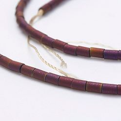 С Фиолетовым Покрытием Гальванические немагнитные синтетические гематитовые нити, колонка, класс А, матовые, с фиолетовым покрытием, 2x2.8~3 мм, отверстие : 0.5 мм, около 139 шт / нитка, 16.25 дюйм