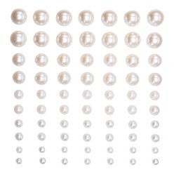 Кремово-белый Абс пластмассовые имитационные жемчужные кабошоны, самоклеящийся, полукруглый, кремово-белые, 4~10 мм, карта: 10x20 см