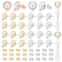 Oro & Acero Inoxidable Color Kits de fabricación de pendientes de bricolaje, incluyendo fornituras de aretes de latón, 304 Tuercas para pendientes de acero inoxidable y latón, acero color oro y acero, 6x4x3.5 mm, agujero: 1 mm