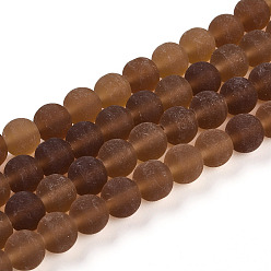 Перу Прозрачные стеклянные бусины, круглые, матовые, Перу, 7.8~8.2 мм, отверстие : 1.2 мм, около 50 шт / нитка, 14.57~14.76'' (37~37.5 см)