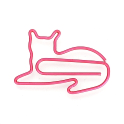 Светло-Вишневый Железные скрепки в форме кошки, милые скрепки, забавные закладки маркировочные клипы, светло-вишневый, 32x23x1 мм