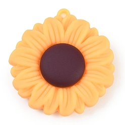 Оранжевый Пластиковые подвески из пвх, подсолнечник, оранжевые, 49x46x11.5 мм, отверстие : 3 мм
