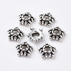 Античное Серебро Тибетском стиле сплав шарик крышки, без свинца и без кадмия, античное серебро, 5.5x2 мм, отверстие : 1 мм