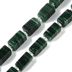 Темно-Зеленый Бусы лэмпворк ручной работы, прямоугольник с бисером, темно-зеленый, 11~12x5.5~6.5x5~6 мм, отверстие : 0.7 мм, около 30~32 шт / нитка, 16.14'' (41 см)