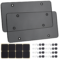 Черный Рамка номерного знака автомобиля из ПК, прямоугольные, чёрные, 310x155x5.5 мм