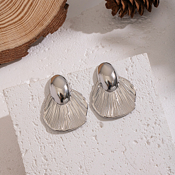 Платина Европейский стиль 304 серьги-гвоздики из нержавеющей стали, овальный с рыбьим хвостом, платина, 38x30 мм