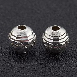 925 Sterling Silver Plated Brass Beads, Long-Lasting Plated, Faceted, Round, 925 Sterling Silver Plated, 6mm, Hole: 1mm