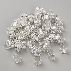 Серебро Железные дреды бусы украшение для волос, манжеты для волос, серебряные, 9x6.5 мм, внутренний диаметр: 8 мм