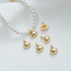 Настоящее золото 14K Латунные подвески, овальные амулеты, реальный 14 k позолоченный, 9.50x7.50x4 мм, отверстие: 3x2 мм