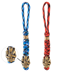 (52) Непрозрачная лаванда 2шт. зонт шнур полиэстер и спандекс веревка брелок карабин, с латунной бисера, платина, разноцветные, 125 мм