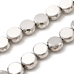 с Платиновым Покрытием Стеклянные бусины с гальваническим покрытием , барабан, граненые, с покрытием платиным, 10x5 мм, отверстие : 1 мм, около 43 шт / нитка, 15.75~16.14'' (40~41 см)