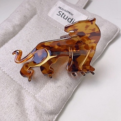 Седло Коричневый Заколки для волос из ацетата целлюлозы (смолы) в виде когтей леопард, седло коричневый, 92x55 мм