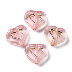 Pink Прозрачные акриловые бусины, сердце, розовые, 12.5x14.5x5 мм, отверстие : 1.8 мм, о: 750 шт / 500 г