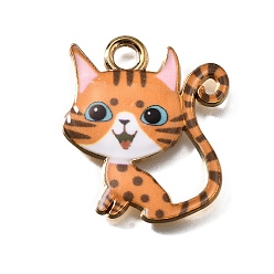 Сэнди Коричневый Подвески из эмали и сплава, золотые, милый кошачий талисман, песчаный коричневый, 24.5x21.5x1.5 мм, отверстие : 2.5 мм