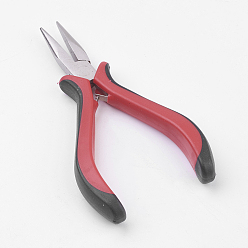 Red DIY Jewelry Tool Sets, Ferronickel Side Cutting Pliers, Chain Nose Pliers and Round Nose Pliers, Red, 115~130x55~60mm